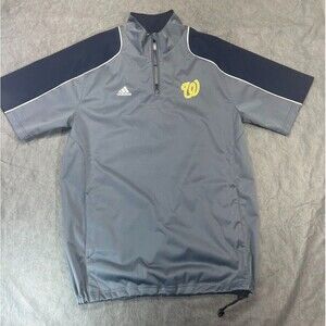 Washington Nationals Windbreaker Pullover Shirt MLB Men Sz M Gray Blue Mock Neck